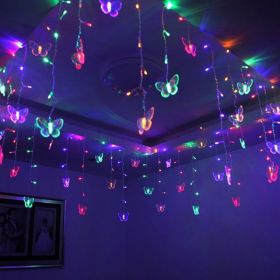 1pc LED Butterfly Curtain Fairy Lights USB Plug Firefly Twinkle String Lights; Christmas Lights Outdoor Waterproof String Lights With 10 Drops; I (Color: Colorful) 1pc LED Butterfly Curtain Fairy Lights USB Plug Firefly Twinkle String Lights; Christmas Lights Outdoor Waterproof String Lights With 10 Drops; I (Color: Colorful)